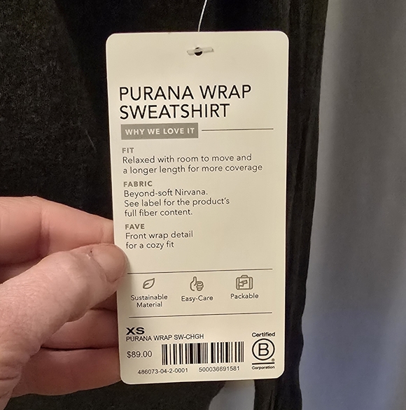 Athleta Dark Gray Purana Wrap Sweatshirt XS NWT - Picture 4 of 9